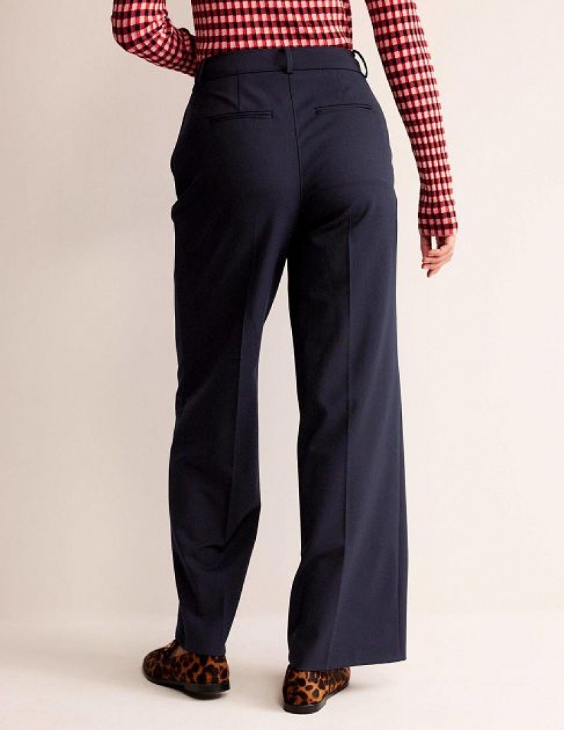 Navy Women's Boden Westbourne Wool-twill Pants | 98312JZCT