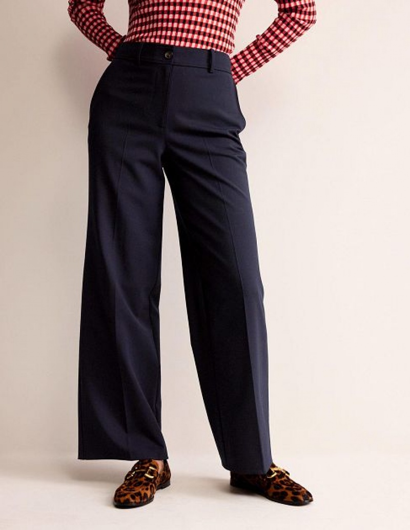 Navy Women's Boden Westbourne Wool-twill Pants | 98312JZCT