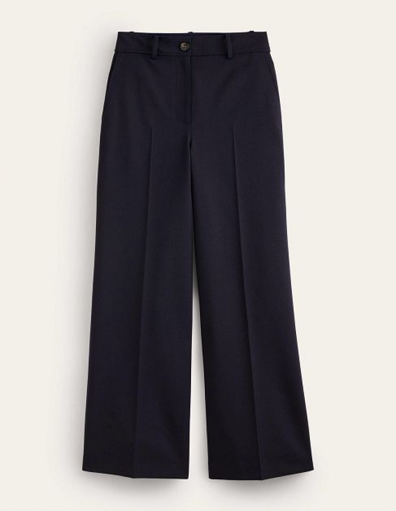 Navy Women's Boden Westbourne Wool-twill Pants | 98312JZCT