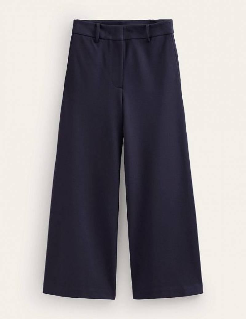 Navy Women's Boden Wide-leg Ponte Culottes Pants | 38142IDLJ