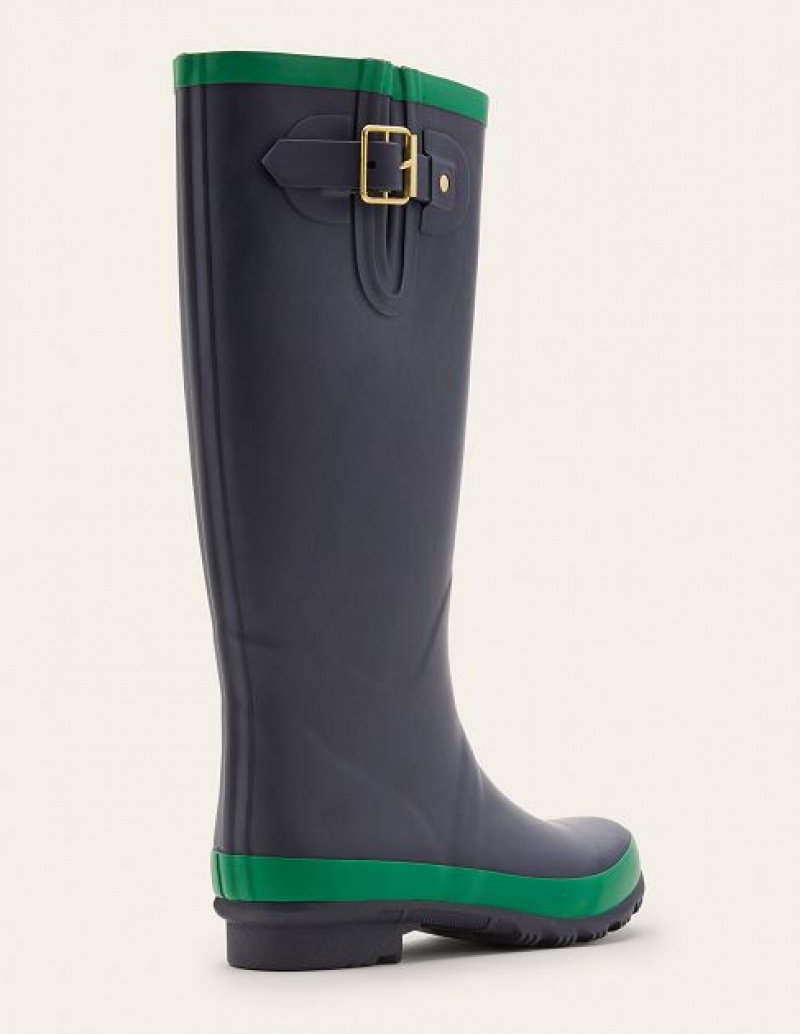 Navy / Green Women's Boden Wellington Rain Boots | 79241CUSY