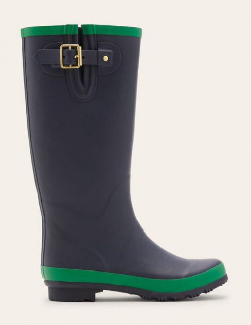 Navy / Green Women's Boden Wellington Rain Boots | 79241CUSY