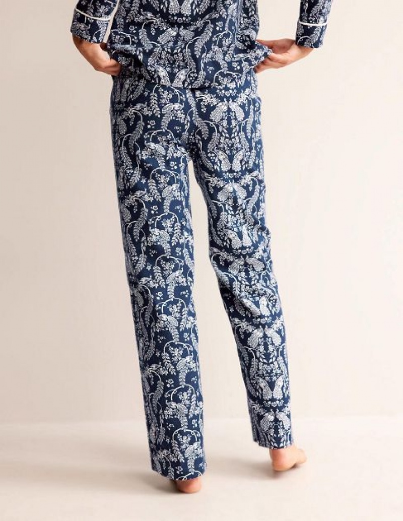 Navy / Peacock Women's Boden Brushed Cotton Pyjamas | 04168OFNY