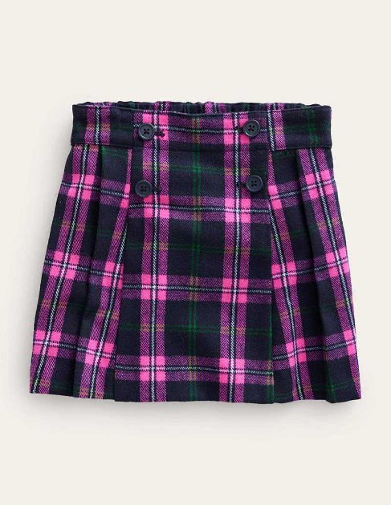 Navy / Pink Kids' Boden The Kilt Skirts | 78635FHTD