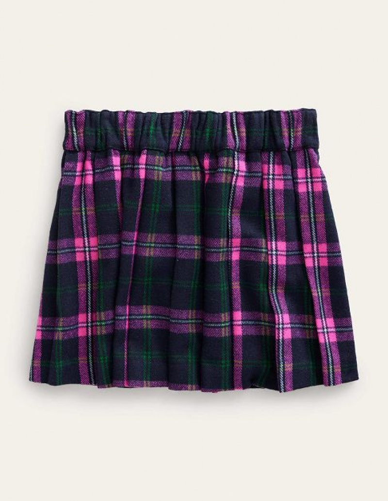 Navy / Pink Kids' Boden The Kilt Skirts | 78635FHTD