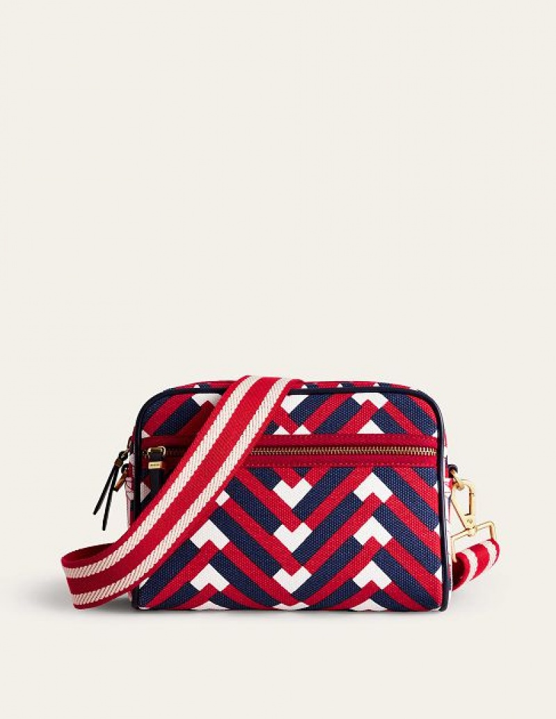 Navy / Red / White Women\'s Boden Canvas Cross-body Bags | 54370TIBK