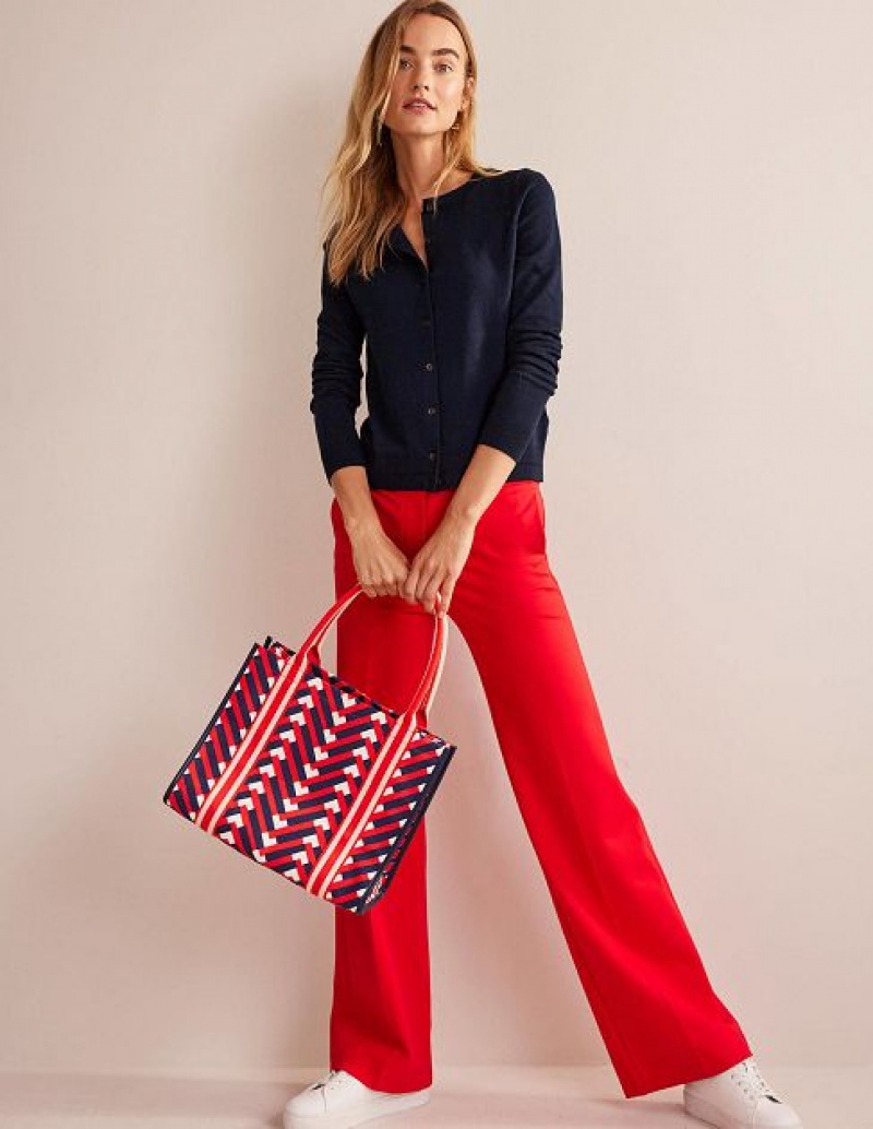 Navy / Red / White Women's Boden Tilda Canvas Tote Bags | 73281SMQJ