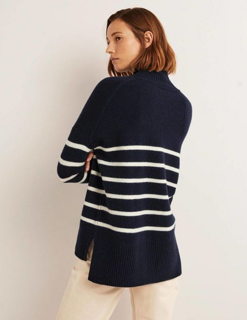 Navy / White Stripes Women's Boden Jessica Oversized Sweaters | 03689CBXV