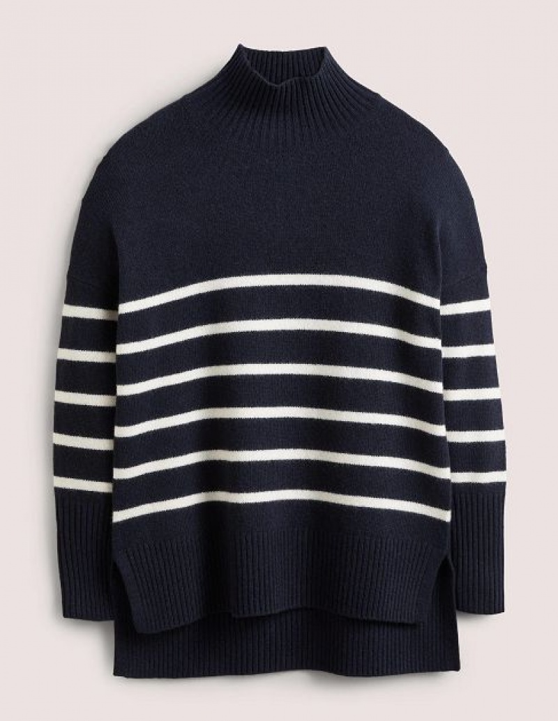 Navy / White Stripes Women's Boden Jessica Oversized Sweaters | 03689CBXV