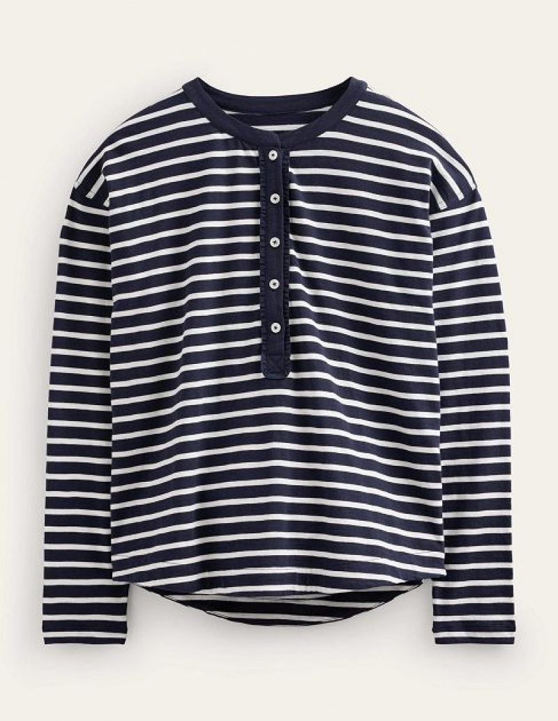 Navy / White Women's Boden Rosie Stripe T-Shirt | 26105MBND