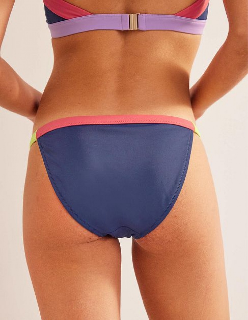 Navy / Yellow Women's Boden Tanga Bikini Bottoms | 07139UIKH