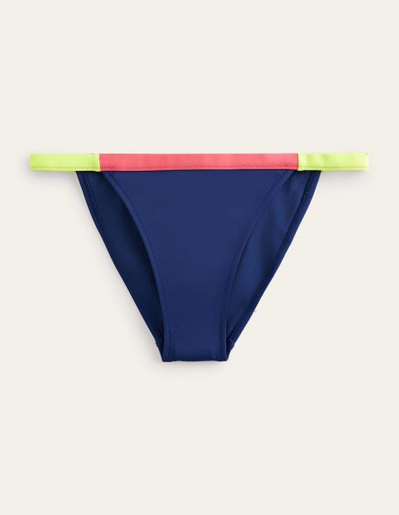 Navy / Yellow Women's Boden Tanga Bikini Bottoms | 07139UIKH