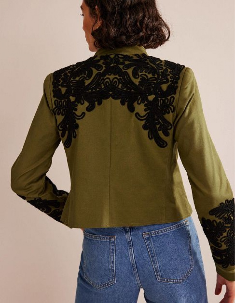 Olive Green Women's Boden Warwick Embroidered Jackets | 01265AUQX