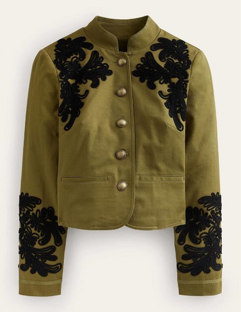 Olive Green Women's Boden Warwick Embroidered Jackets | 01265AUQX