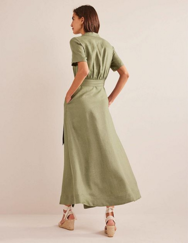 Olive Women's Boden Linen Shirt Dress | 27536KTRH