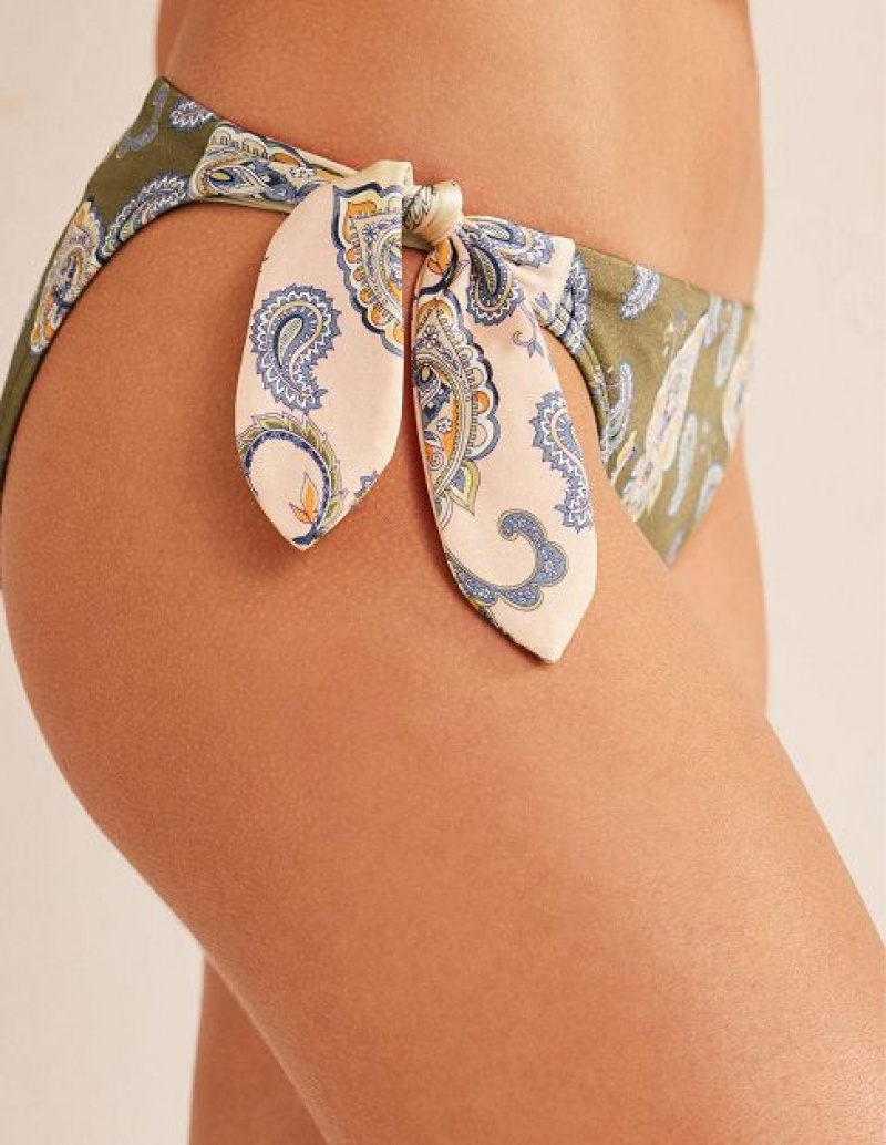 Olive / Blue Women's Boden Tie Side Bikini Bottoms | 28379MXLS