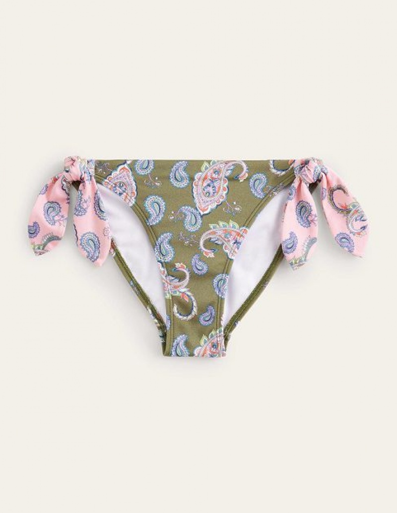 Olive / Blue Women's Boden Tie Side Bikini Bottoms | 28379MXLS