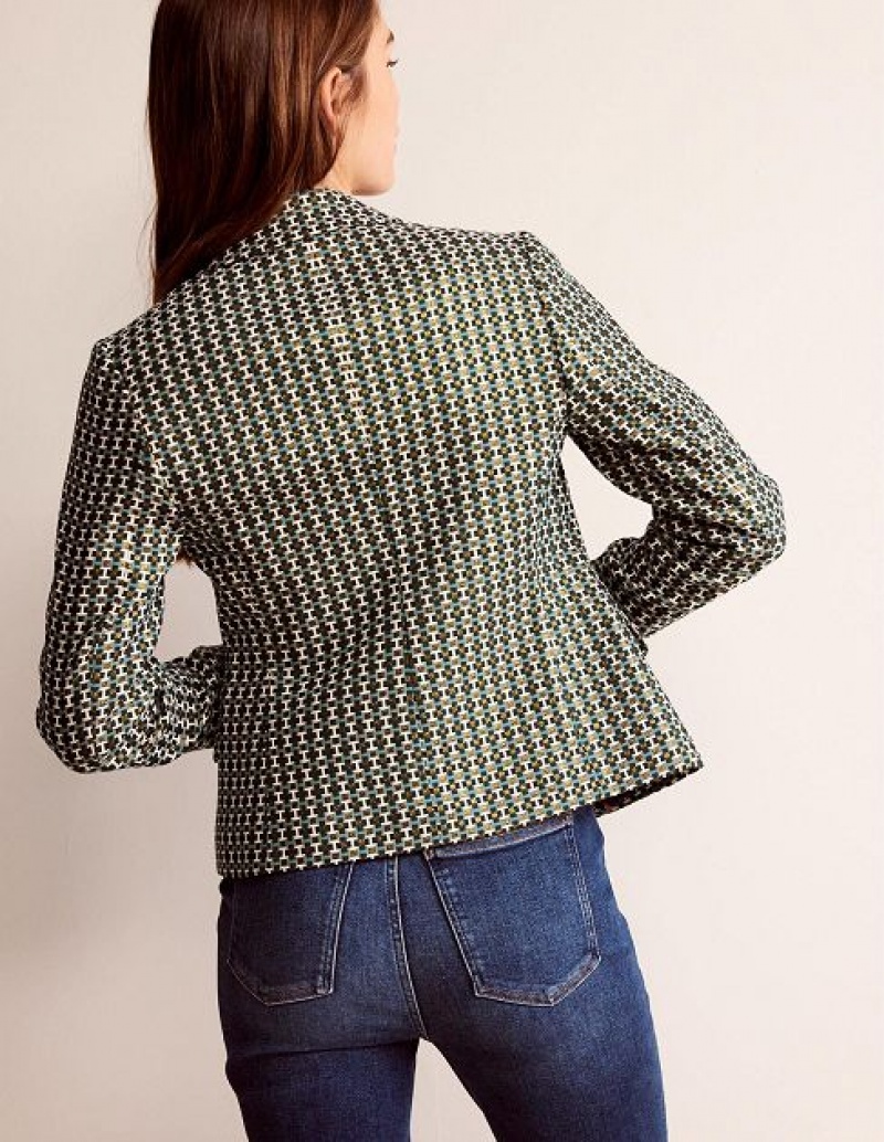 Olive / green Women's Boden The Canonbury Jacquard Blazers | 34175YNAC