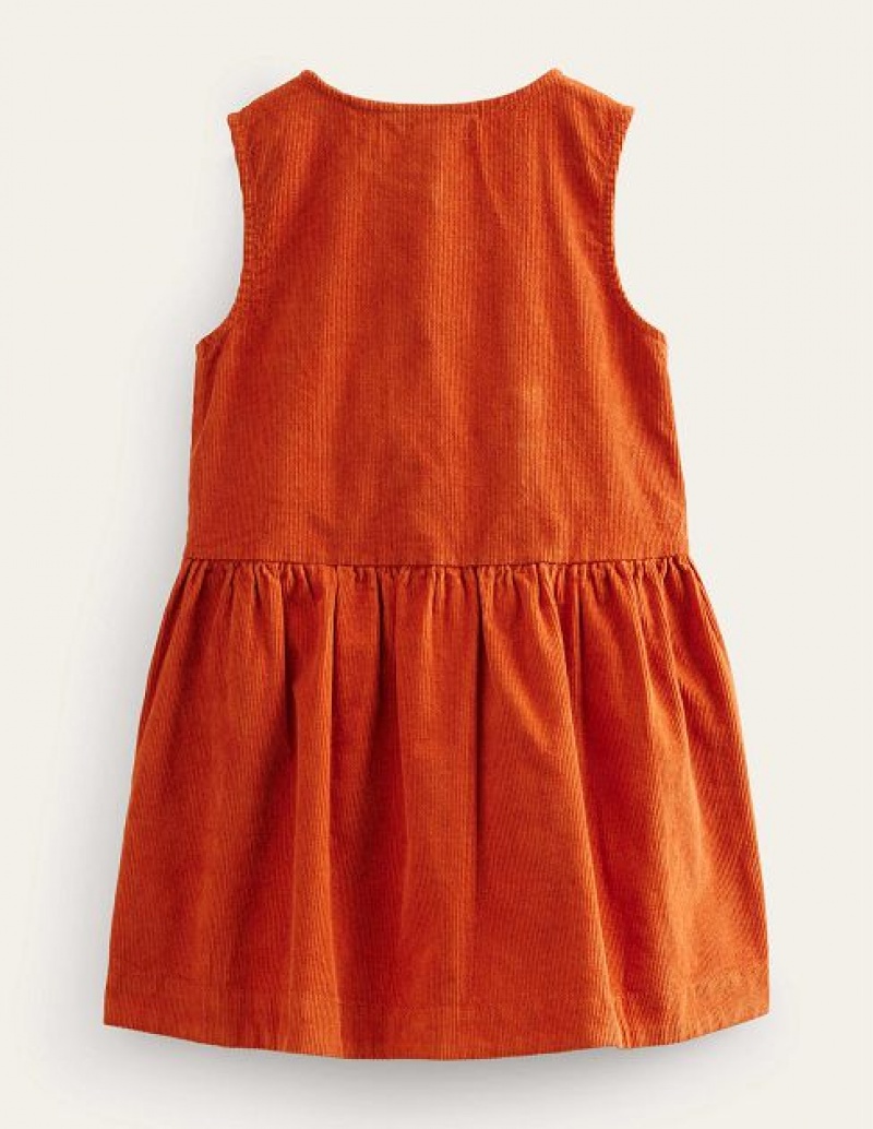 Orange Kids' Boden Button Pinafore Dress | 21748YVPF