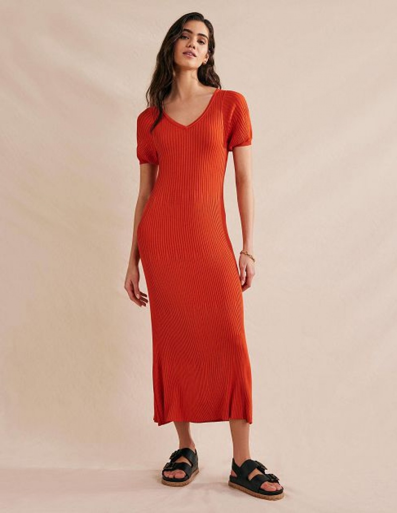 Orange Women's Boden Angled Empire Knitted Dress | 47935WSYA