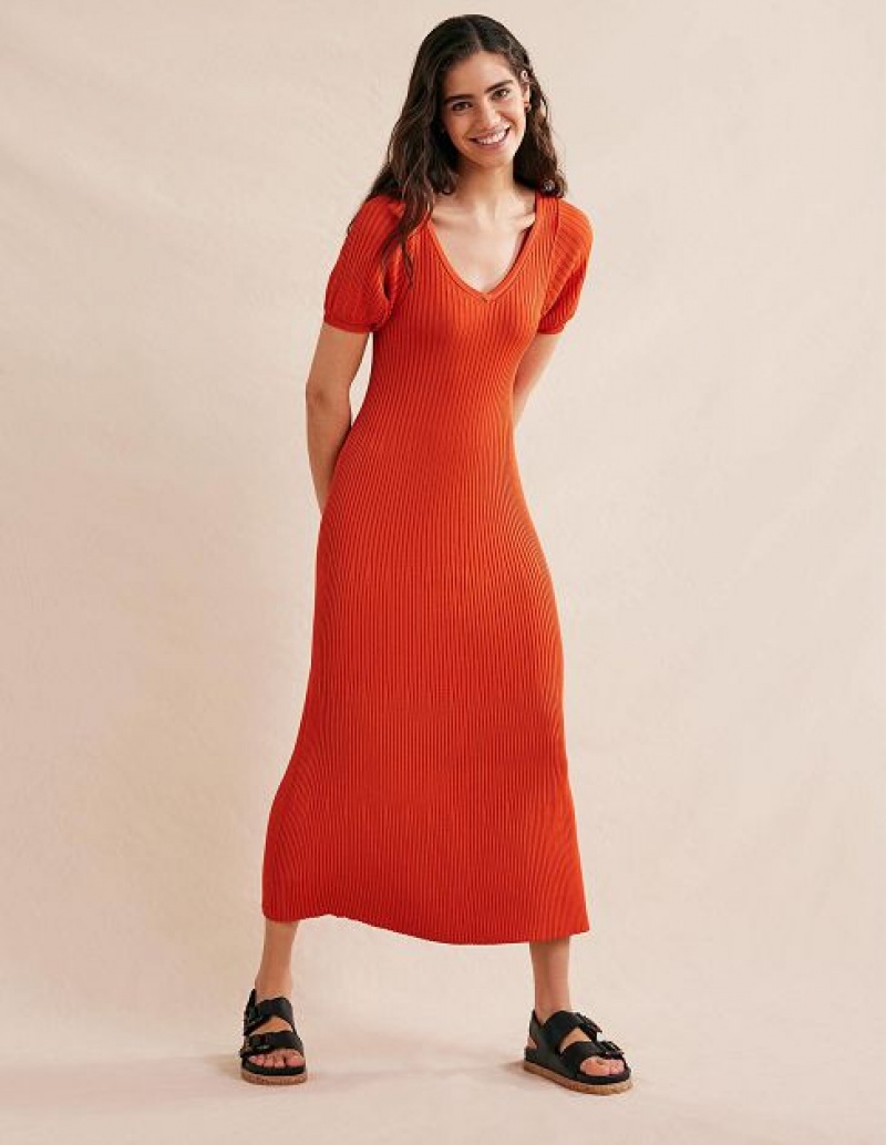 Orange Women's Boden Angled Empire Knitted Dress | 47935WSYA