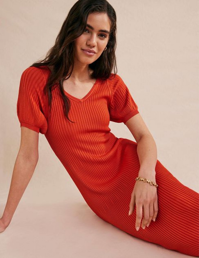 Orange Women\'s Boden Angled Empire Knitted Dress | 47935WSYA