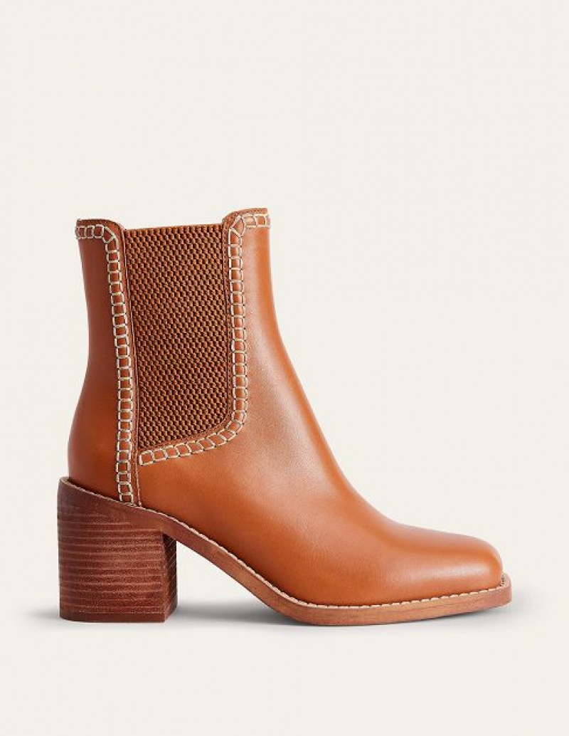 Orange Women\'s Boden Block-heel Chelsea Boots | 46250JSFB