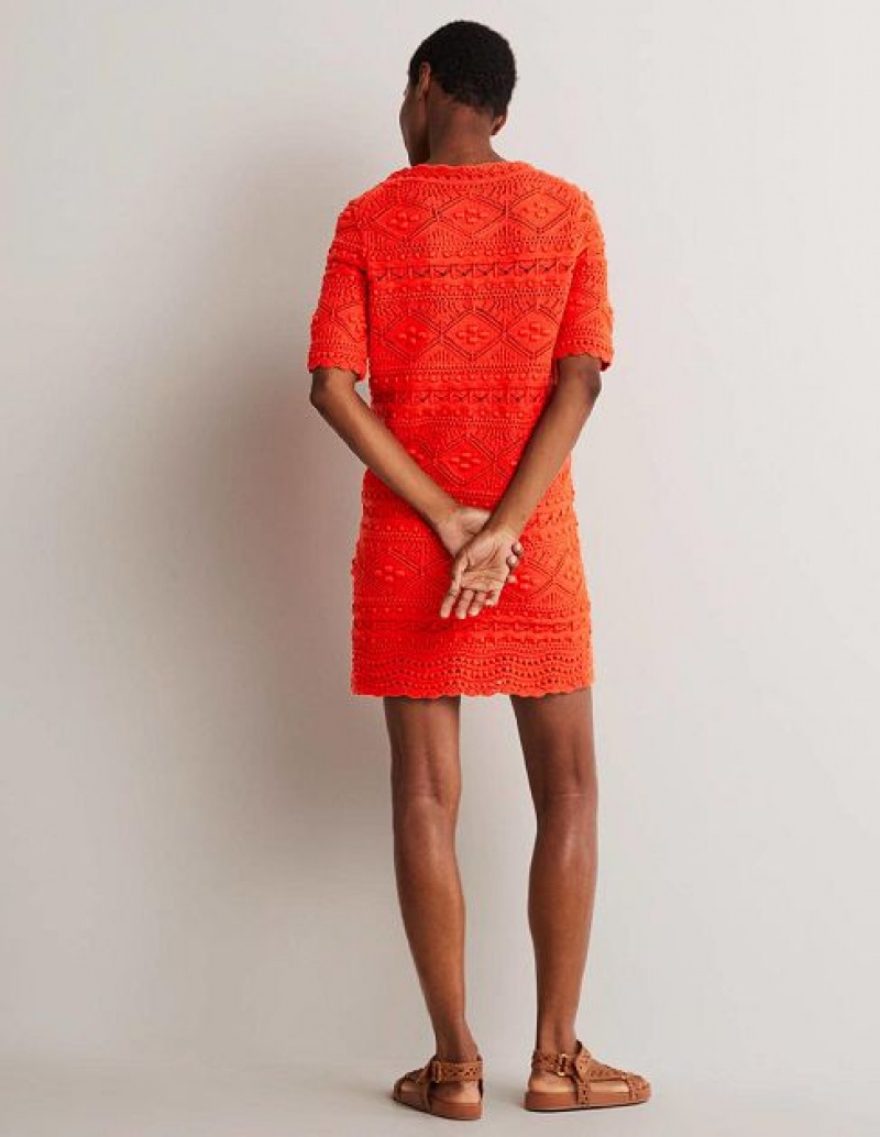 Orange Women's Boden Claudia Textured Knitted Dress | 95842CPHN