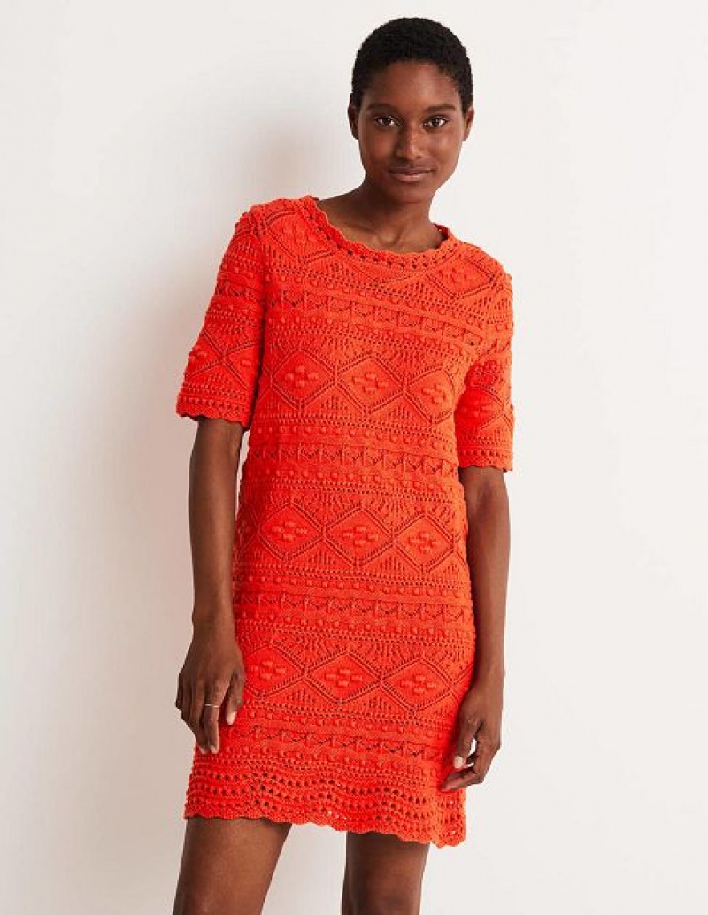 Orange Women's Boden Claudia Textured Knitted Dress | 95842CPHN