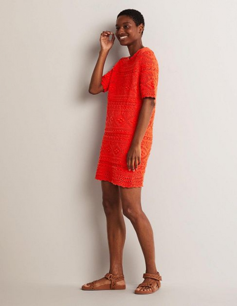 Orange Women's Boden Claudia Textured Knitted Dress | 95842CPHN