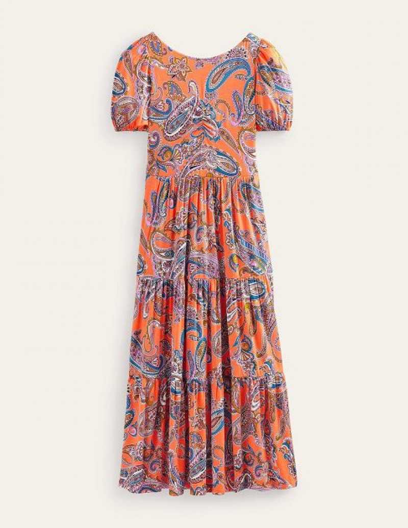 Orange Women's Boden Cutout-back Jersey Maxi Dress | 82619ACQX