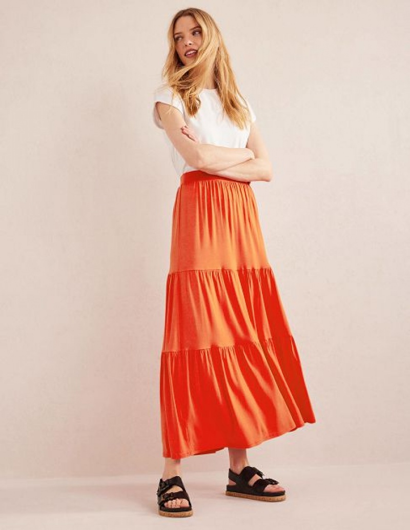 Orange Women\'s Boden Jersey Skirts | 60583IRGW