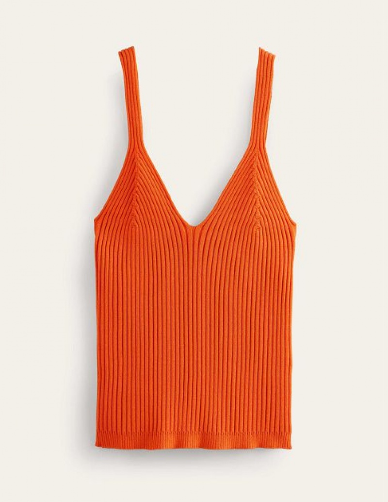 Orange Women's Boden Ribbed Vest Tops | 23498SVFH