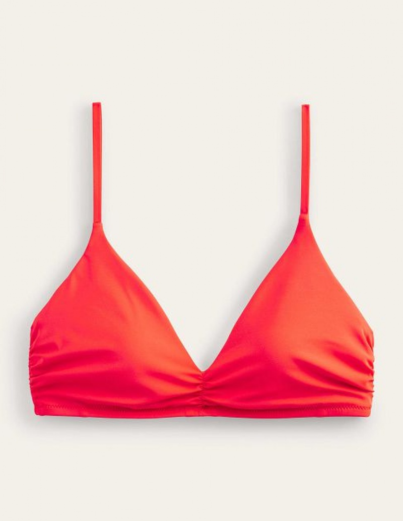 Orange Women's Boden Ruched V-neck Bikini Tops | 05378USWF