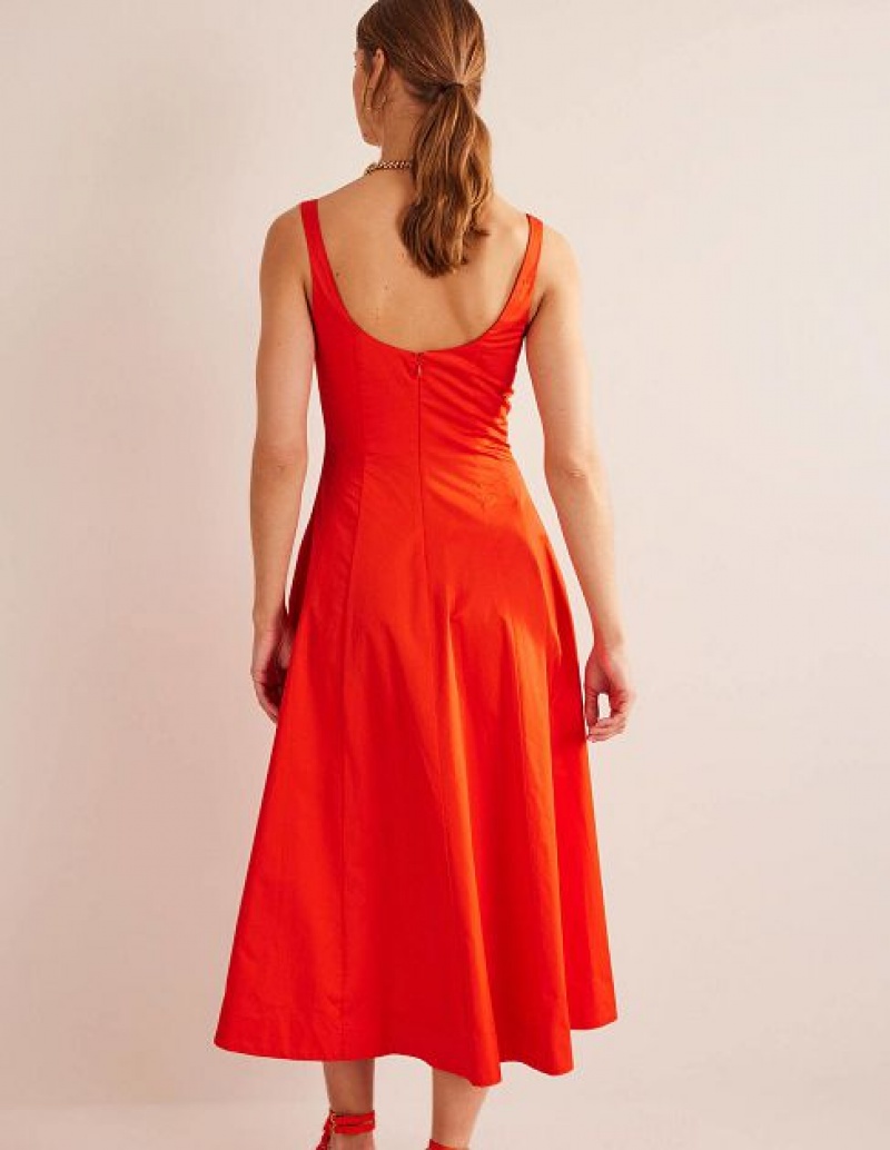 Orange Women's Boden Sleeveless Panelled Midi Dress | 68012DTLG