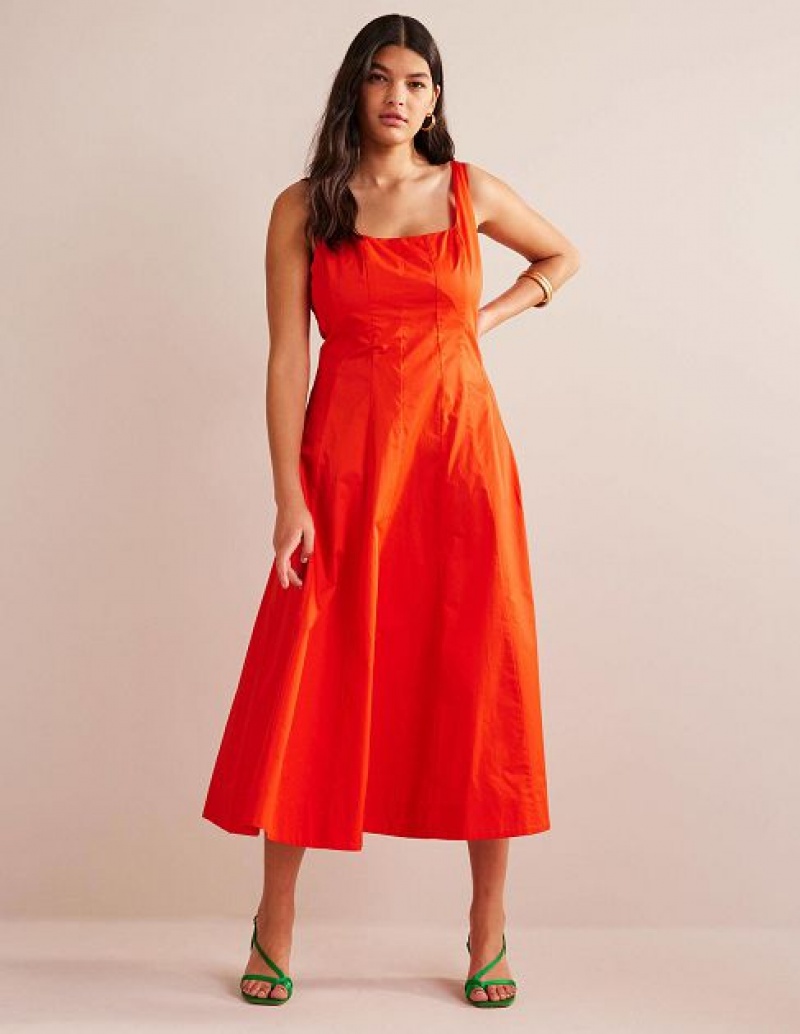 Orange Women's Boden Sleeveless Panelled Midi Dress | 68012DTLG