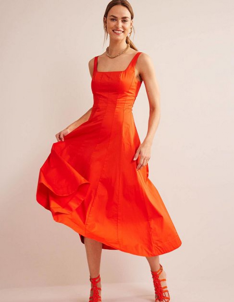 Orange Women\'s Boden Sleeveless Panelled Midi Dress | 68012DTLG