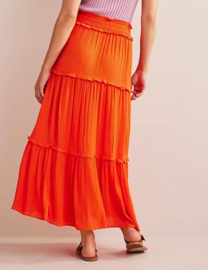 Orange Women's Boden Smocked-waist Holiday Skirts | 06827YEZJ