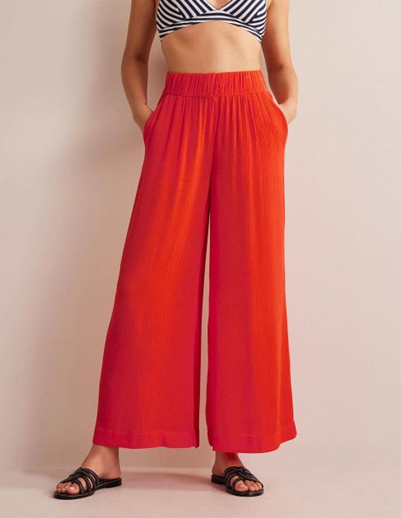 Orange Women's Boden Vacation Wide Leg Pants | 12604JGPA