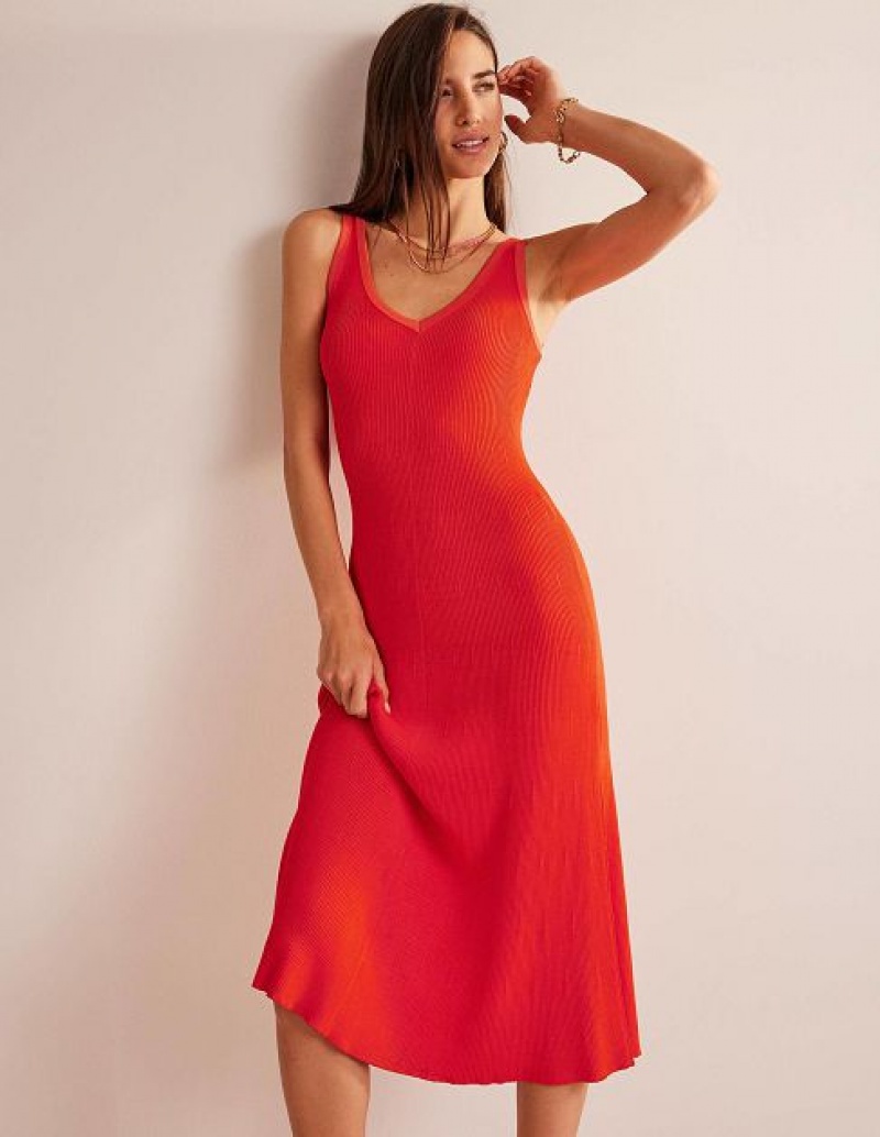 Orange Women\'s Boden V-neck Maxi Dress | 01698CZUF