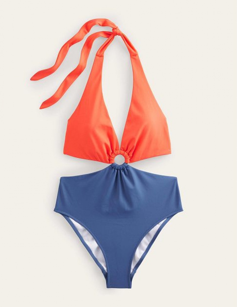 Orange / Blue Women's Boden Resin Ring Swimsuits | 73196ETHC