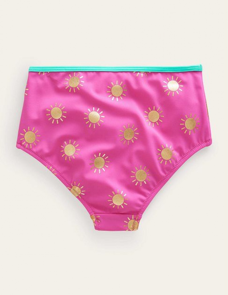 Pink Gold Kids' Boden High Waisted Bikini Bottoms | 89762YZVM