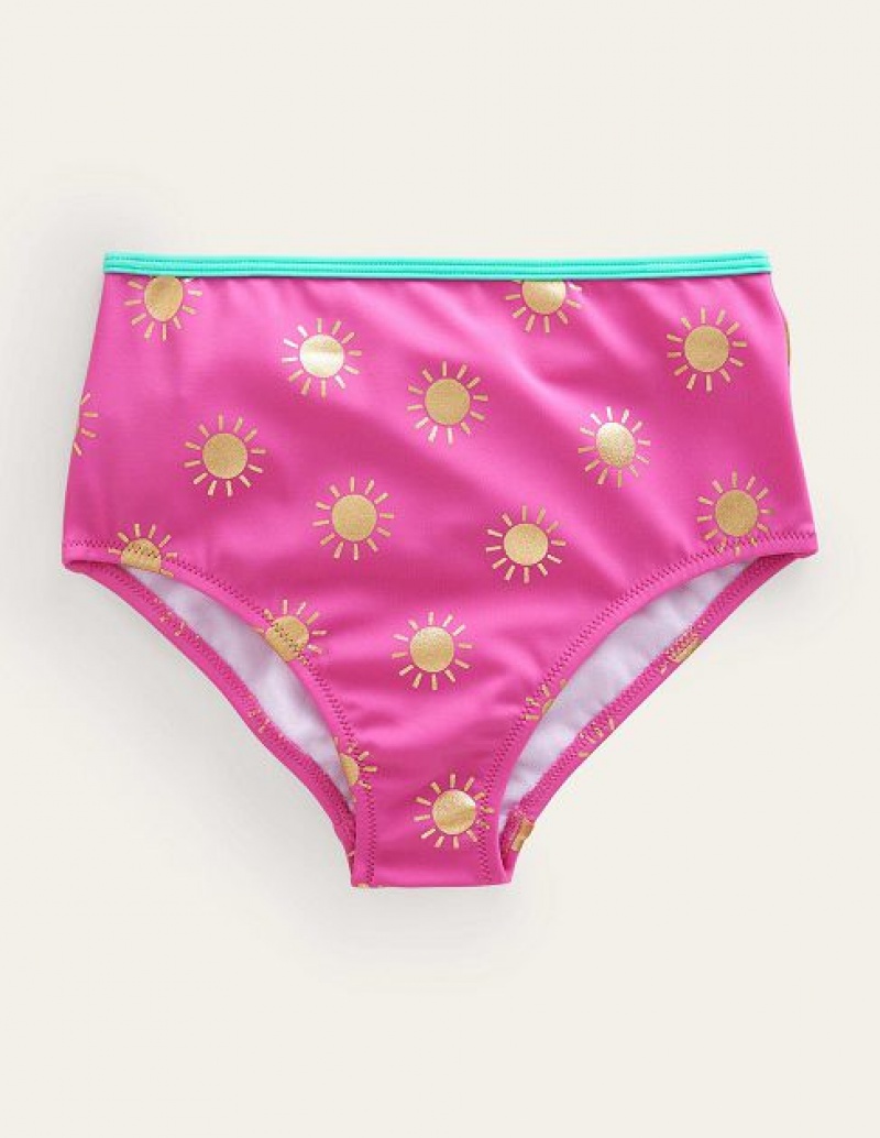 Pink Gold Kids\' Boden High Waisted Bikini Bottoms | 89762YZVM