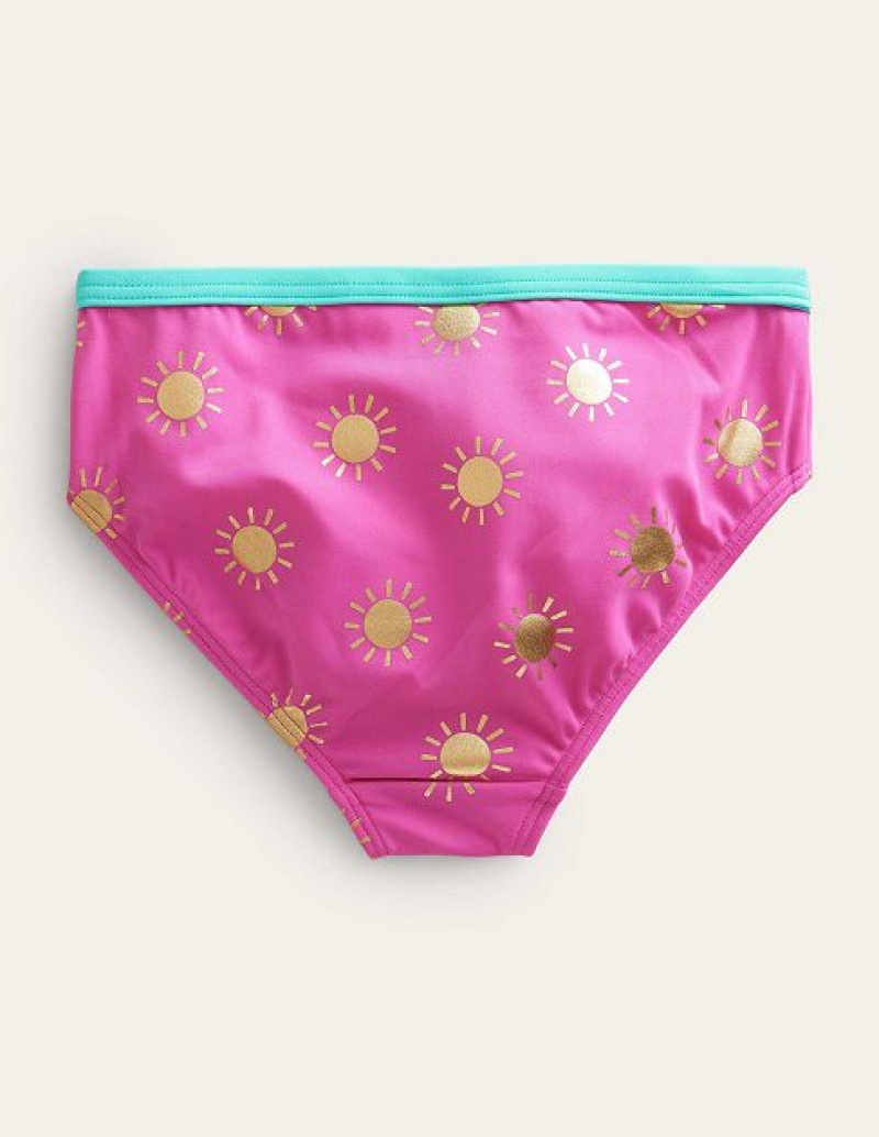 Pink Gold Kids' Boden Patterned Bikini Bottoms | 24583UCLN