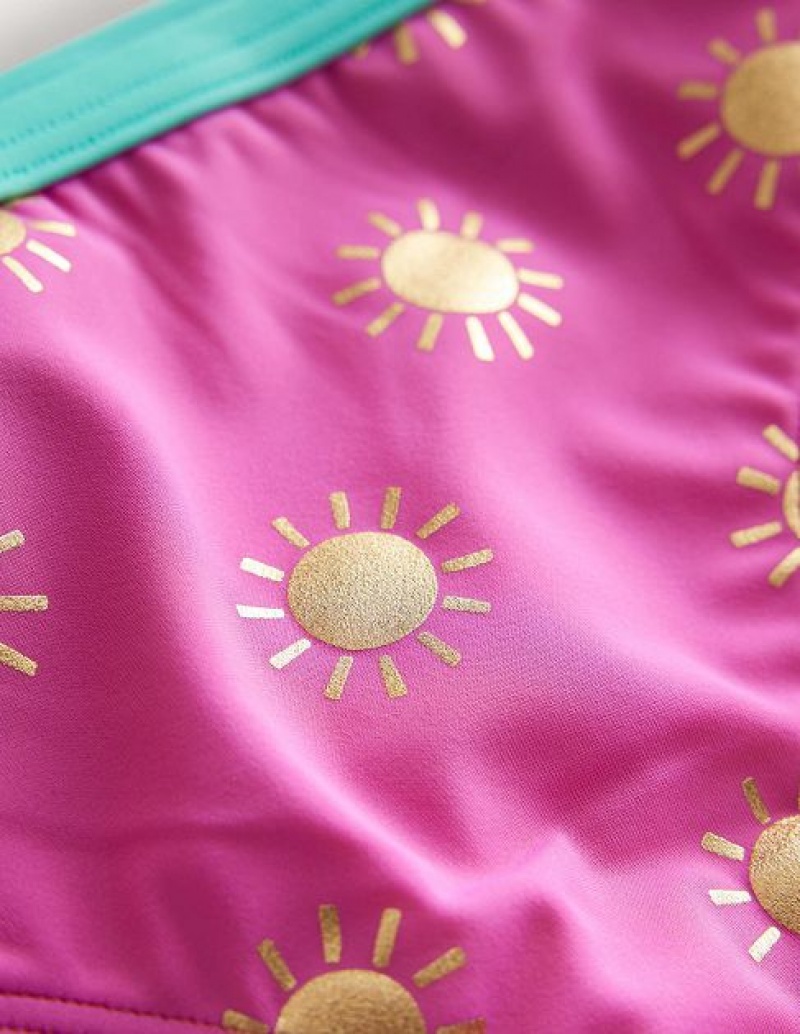 Pink Gold Kids' Boden Patterned Bikini Bottoms | 24583UCLN