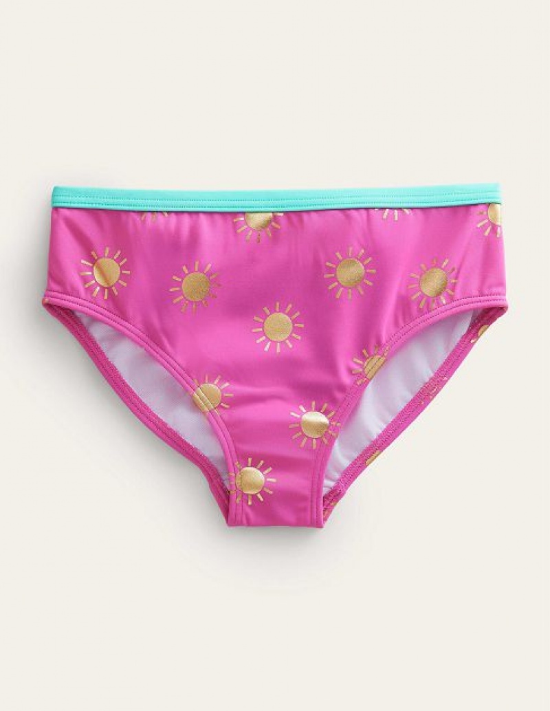 Pink Gold Kids\' Boden Patterned Bikini Bottoms | 24583UCLN