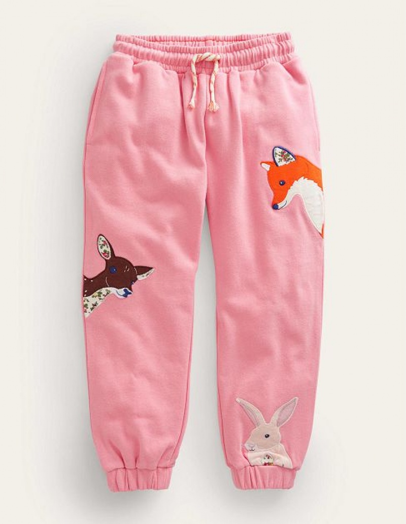 Pink Kids\' Boden Applique Joggers | 81725HEWA