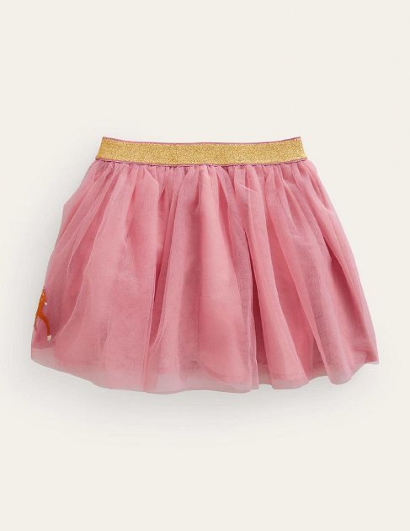 Pink Kids' Boden Applique Tulle Skirts | 69081ALSW