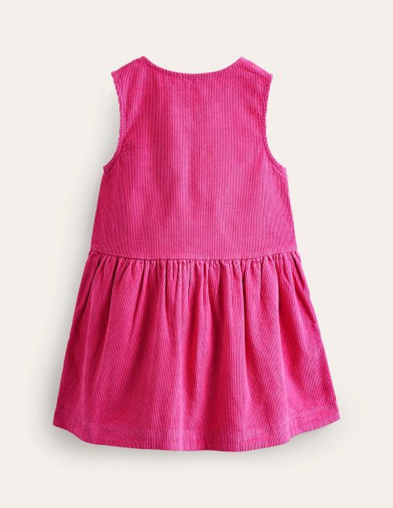 Pink Kids' Boden Button Pinafore Dress | 58790GCXO