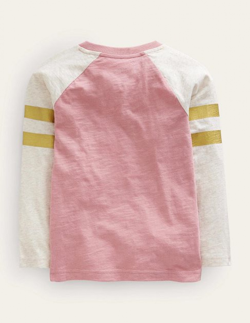 Pink Kids' Boden Colourblock Raglan T-Shirt | 61498VSNG